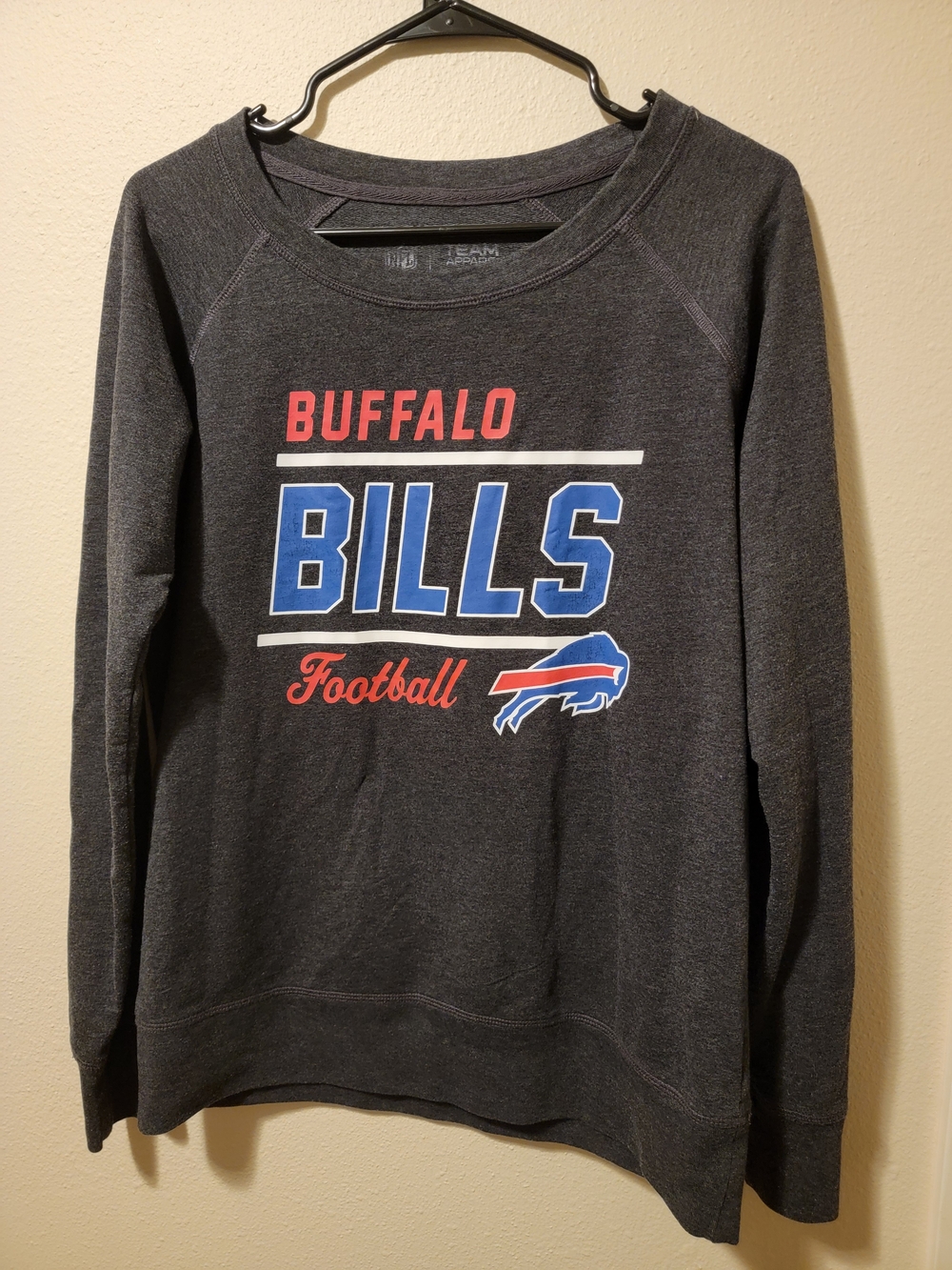 NFL Team Apparel Women's Dark Gray Buffalo Bills Crewneck Shirt